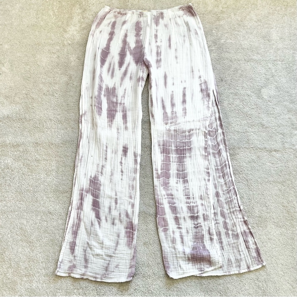 STARK X PURPLE/WHITE SIDE SLIT PANTS SIZE MEDIUM BOHO CHIC BEACH SUMMER - Picture 11 of 11